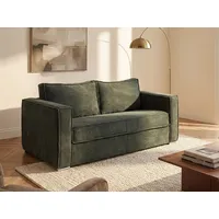 Schlafsofa mit Matratze 4-Sitzer - Cord - Tannengrün - Liegefläche mit Lattenrost mit breiten Latten 160 cm - Matratze 22 cm mit Memory Schaum - LORETO