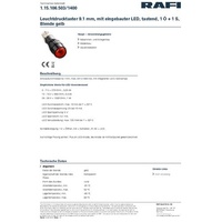 RAFI 1.15.106.503/1400 Leuchtdrucktaster 24V 0.5A tastend (L x B x H) 11 x 11 x 32mm 1St.