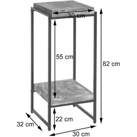 Mendler Blumentisch HWC-K71, Blumenregal Beistelltisch Pflanzregal, MVG-zertifiziert MDF Metall ~ dunkelgrau, 82cm
