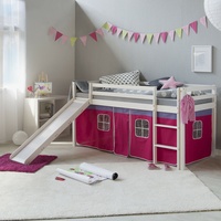 Hochbett Spielbett Kinderbett Leiter Rutsche Turm Vorhang Bett 90x200 Jugendbett