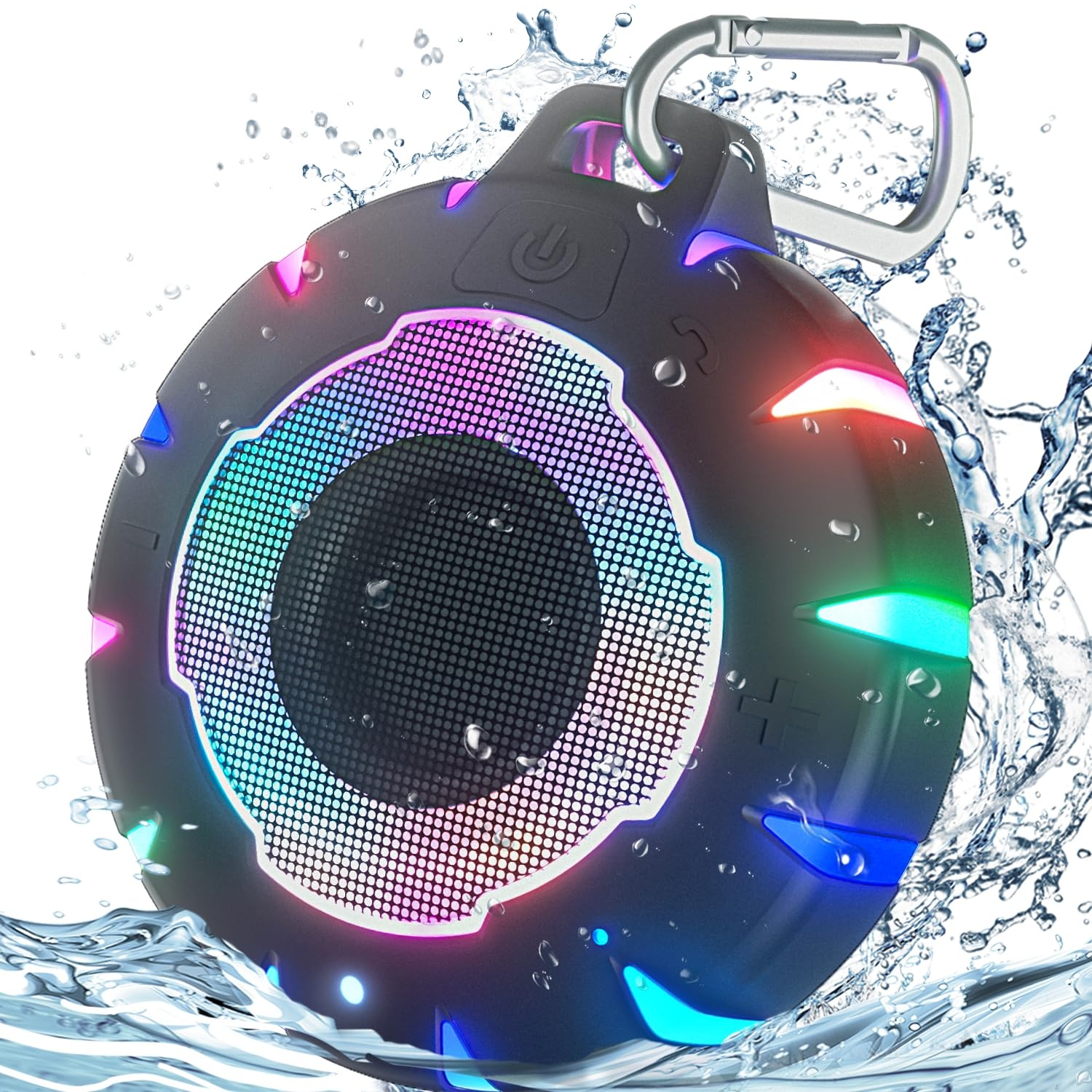 HEYSONG Wasserdichter Bluetooth-Lautsprecher, IPX7 Kleiner Duschlautsprecher mit HD-Sound, LED-Licht, schwimmend, leichte tragbare Lautsprecher für Reisen, Pool, Strand, Radfahren, Kajak