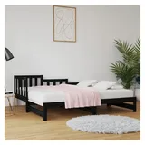 furnicato Bett Vielseitiges Tagesbett Schwarz 193,5 x 181 x 68,5 cm (1-tlg), Ausziehbarer Gästebett-Lattenrost aus Massivholz für das Wohnzimmer schwarz 181 cm x 193.5 cm x 68.5 cm