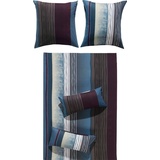 REDBEST Bettwäsche Bettgarnitur Single-Jersey blau-anthrazit Größe 80x80 cm / 135x200 cm - Wendekissenbezug, temperaturausgleichend, bügelfrei, mit Reißverschluss