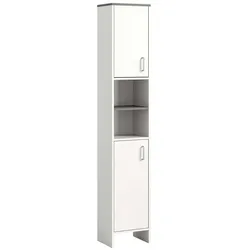 Hochschrank Los Angeles - Weiß / Rauchsilber