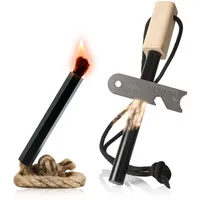 CampFeuer Feuerstahl Set mit Feuerstab, Multi-Tool, Zunder | Outdoor Anzünder