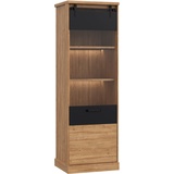 Forte KASZIMIRO Vitrine R mit 1 Tür, Holzwerkstoff, Waterford Eiche/schwarz, B x H x T: 63,4 x 198,6 x 52 cm