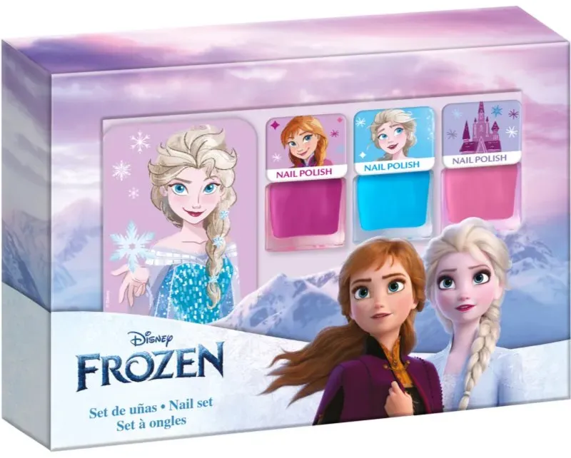 Disney Frozen Nail Set Set mit Nagellacken für Kinder 3y+ Pink, Blue, Pink 3x4.5 ml