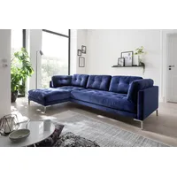 Trends by HG Ecksofa »Landau L-Form«, in Cord-Stoff mit Metallfuß blau