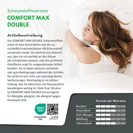 Fdm Matratze 160x200 cm COMFORT MAX Double 7 Zonen H3, Rechteckig, Oeko-Tex® Standard 100, Schlafzimmer, Matratzen Shop, Matratzen, Kaltschaummatratzen