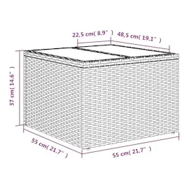 vidaXL Gartentisch mit Glasplatte Beige 55x55x37 cm Poly Rattan