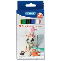 Stylex Acrylmarker 6 St. blau/gelb/grün/rot/schwarz/weiß