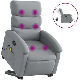 vidaXL Massagesessel Elektrisch 92 x 99,5 x 92 cm Hellgrau mit Aufstehhilfe