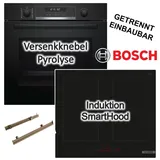 Bosch Herdset Bosch Backofen Pyrolyse Teleskopauszug + Induktionskochfeld PowerBooster autark 60 cm