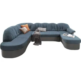 DOMO collection Wohnlandschaft DOMO COLLECTION "ELVA 293x180x84 cm, elegante Rückensteppung, U-Form", grau (dunkelgrau, petrol), B:293cm H:84cm T:180cm, (geprägte) Luxus-Microfaser (100% Polyester);Kunstleder SOFTLUX / Struktur (100% Polyester);Microfaser PRIMABELLE