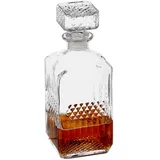 Relaxdays Whisky Karaffe, Glas, Dekanter für Whiskey, Cognac, Rum, Gin, 900 ml, Schnaps Karaffe Heimbar, transparent