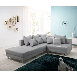 DELIFE Ecksofa Clovis Grau Flachgewebe Hocker Ottomane Links Modulsofa, Design Ecksofas, Couch Loft, Modulsofa, modular