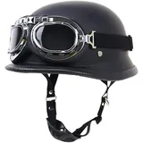 Halbhelme Halbschalenhelm Jethelm Retro Mit ECE, Sturzhelm Motorradhalbhelm Mit Schutzbrille Offenem Helm, Für Chopper Scooter Herren Damen Mit Herausnehmbares Futter 2,S