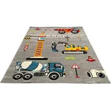 merinos »Diamond Kids 24220«, rechteckig, 13 mm Höhe, farbecht, pflegeleicht, Spielteppich, Baustelle, kindergerecht, robust grau B/H/L: ca. 140x0,13x200 cm - grau