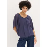bonprix Chiffonbluse mit Untertop, blau, Gr.54, festliche Chiffonbluse mit Fledermausärmeln und elastischem Bund