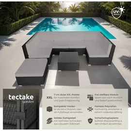 Tectake Venedig Rattan Lounge schwarz/grau
