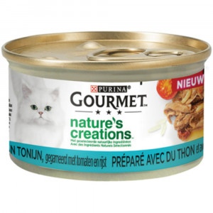 Gourmet Nature's Creations met tonijn nat kattenvoer (blik 85 gr)  48 x 85 g