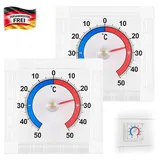 2Er-Pack Aussenthermometer Wetterfest, Fensterthermometer Aussen Mit Haftung, An