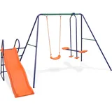 Schaukelset Mit Rutsche Und 3 Sitzen Orange