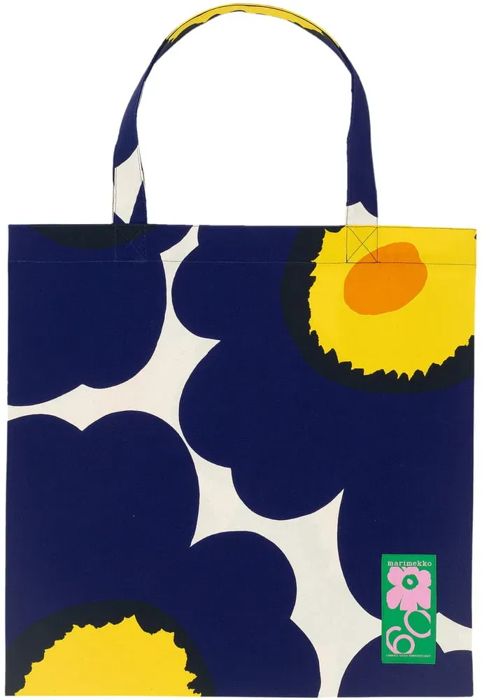 Marimekko - Unikko 60th Anniversary Tasche, cotton / dunkelblau / gelb / orange (60th Anniversary Collection)