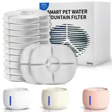 Katzen- und Hunde-Trinkbrunnen - 2,5L Automatischer Trinkbrunnen mit Aktivkohlefilter, Ultra-leisem Pumpenbetrieb, Sauberes und Gesundes Trinkwasser für Katzen (Packung mit 12 Filtern, 2.5L)