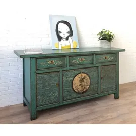 opium outlet Möbel Kommode Schrank Sideboard Hochzeitsschrank "Aurora" 34372-8 smaragd-grün asiatisch chinesisch orientalisch