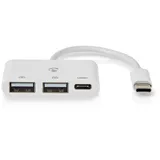 Nedis USB-Hub 1x USB-C 2x USB 2.0 A Female - 3-Port Port(s) Stromversorgung über USB