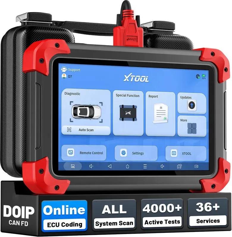 XTOOL D7 bidirektionaler OBD2-Scanner: 2026er Scan-Tool mit 64 GB Speicher und neuester Version, KI-unterstützt, 36+ Abstimmungen zurücksetzen, Kfz-Diagnosegerät mit Ganzsystem-Abdeckung, Injektor-Test, Neulernen des Kurbelsensors, FCA, CANFD & DoIP