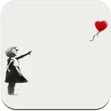 Untersetzer aus Kork – Banksy Mädchen Ballon Rot Herz Kinder – 6 Stück (95 x 95 mm)