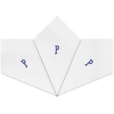 Warwick & Vance Taschentücher für Herren und Herren, Satin, mit blauen gestickten Initialen, 3 Stück, P, 40cm x 40cm - 40cm x 40cm