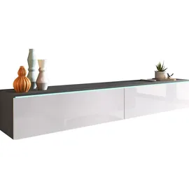 muebles slavic P & B Lowboard 180x30 cm Anthrazit/Weiß Hochglanz Holzwerkstoff