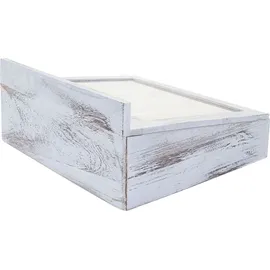 Mendler Aufbewahrungsbox HWC-C25, Teebox Schmuckkästchen Kiste, Paulownia 17x37x33cm ~ weiß, shabby