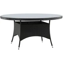 VCM Volta Esstisch Ø150cm Schwarz, Metall, Kunststoff, Glas, rund, rund, 150x74x150 cm, Gartenmöbel, Gartentische, Gartentische