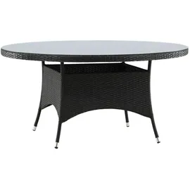 VCM Volta Esstisch Ø150cm Schwarz, Metall, Kunststoff, Glas, rund, rund, 150x74x150 cm, Gartenmöbel, Gartentische, Gartentische