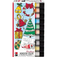 Marabu Window Color-Set "X-Mas" 10 x 25 ml Weihnachts-Set - Gelb/Orange/Rot/Blau/Grün/Braun/Weiß/Silber/Gold