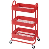 [en.casa] Küchenrollwagen Pyhäntä mit 3 Ebenen Rot [en.casa]
