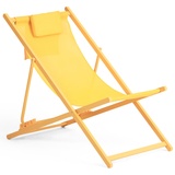 Vanage Liegestuhl Beach Chair Strandstuhl Klappliege mit Kopfkissen Gelb