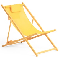 Vanage Liegestuhl Beach Chair Strandstuhl Klappliege mit Kopfkissen Gelb