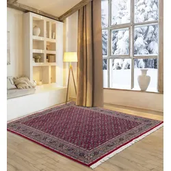 Orientteppich MY HOME "BH Oriantal", rot, B:60cm H:12mm L:90cm, Schurwolle, Teppiche, reine Wolle, handgeknüpft, orientalisches Design, mit Fransen
