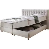 Atlantic Home Collection Boxspringbett TINA, 160x200 cm, inklusive Topper, (Härtegrad H2) und Bettkästen (2x), hellgrau, 160 x 200 cm