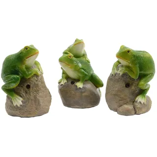 Decoris Dekofigur mit Ton Frosch 11x8x7cm Keramik grün 1 Stück sortiert - Gartendeko Tier - Kleine Gartenstatue Garten Deko Tierfigur
