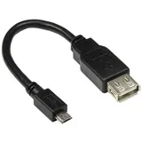 Good Connections Good Connections® USB 2.0 OTG (On-the-go) Adapterkabel für Smartphones, Tablets und Kameras - Stecker Micro B an Buchse A - USB 2.0 Standard, Datenübertragungsrate bis zu 480 Mbit/s - schwarz, 0,1 m