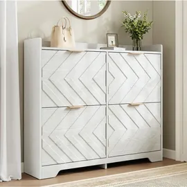 modfu Schuhschrank 105 x 90 x 24 cm 4 Klappfächer / weiß