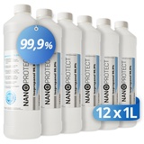 Nanoprotect Isopropanol 99,9% | 12 x 1 Liter Reiniger | Hochprozentiger Isopropylalkohol | IPA Reinigungsalkohol für Haushalt und Elektronik | Made in Germany