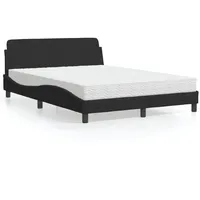 furnicato Bett mit Matratze "Dover" Schwarz 140x200 cm Samt (1-tlg) schwarz