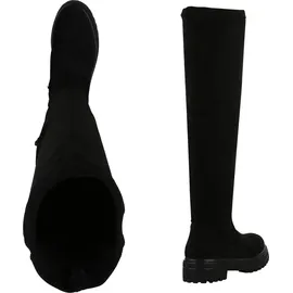 VAN HILL Damen Overknees Stiefel Plateau Vorne Profil-Sohle Schuhe 840519 213047 Schwarz Velours, 36 - 36